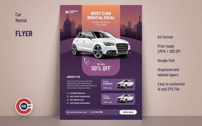 Autovermietung A4-Flyer-Design-Vorlage