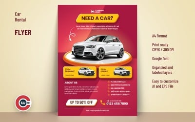 Biluthyrning Business A4 Flyer Mall Design