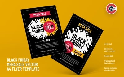 Black Friday Mega Sale Vector A4 Flyer Template