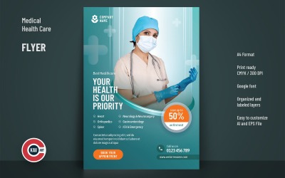 Flyer eller affischmall för medial hälsovård - 00202