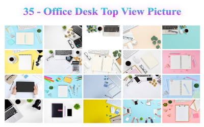Büro-Schreibtisch-Draufsicht-Bild