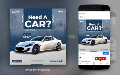一辆车需要Instagram或Facebook的社交媒体帖子横幅设计模板