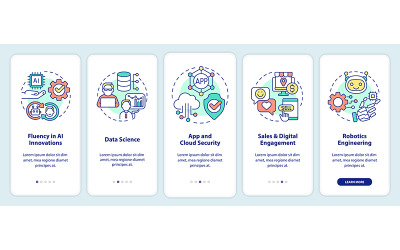 Tela do aplicativo móvel de integração de habilidades digitais da moda