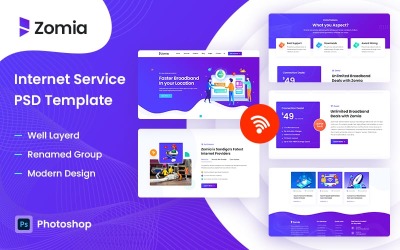 Zomia Internet Service PSD Template