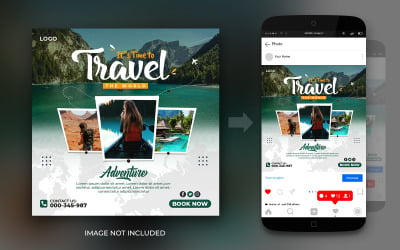 Travel And Tours Adventure Social Media Instagram Post Ou Modèle De Conception De Bannière Horizontale Ou De Flyer