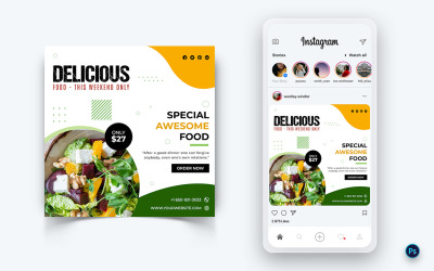 食品和餐厅的社交媒体发布设计模板-48