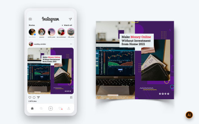 Modèle de conception de publication Instagram sur les revenus d&amp;#39;argent en ligne sur les médias sociaux-19