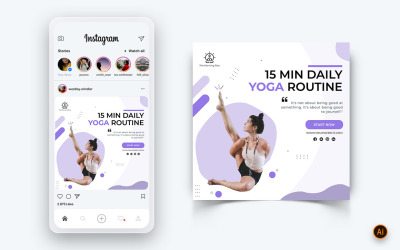 瑜伽和冥想社交媒体Instagram帖子设计模板-18