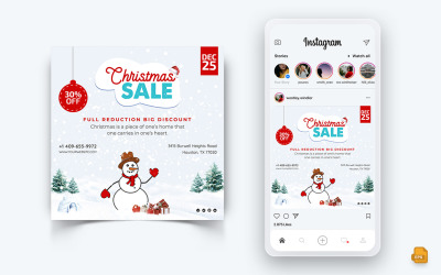 圣诞节优惠销售庆祝社交媒体Instagram帖子设计模板09