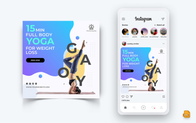 瑜伽和冥想在社交媒体Instagram帖子设计-21