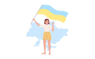 女士站与乌克兰矢量孤立插图