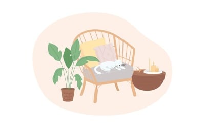 Patio wooden furniture vector isolated illustration