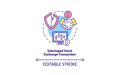 Icona del concetto di transazione di borsa sabotata