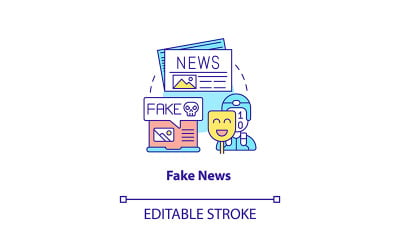 假新闻概念图标 editable stroke