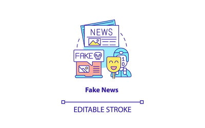 Icono de concepto de noticias falsas trazo editable