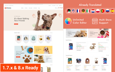 Petsnic - Cura degli animali, Tema reattivo Prestashop del negozio di animali