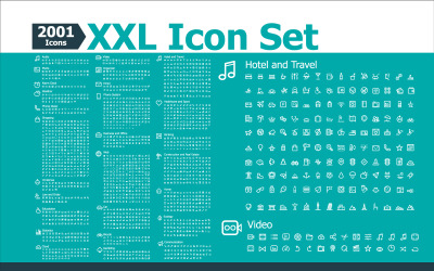 2001 XXL Icon Set,  Web icon, Media, Business, Office, Shopping icons, Phone, Illustration vector