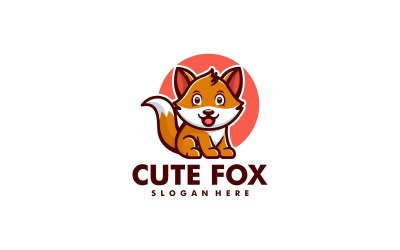 可爱的狐狸简单的吉祥物标志风格