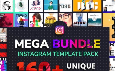 Pakiet szablonów postów na Instagram. 160 plików Psd