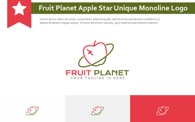 Logotipo Monoline Exclusivo Fruit Planet Apple Star