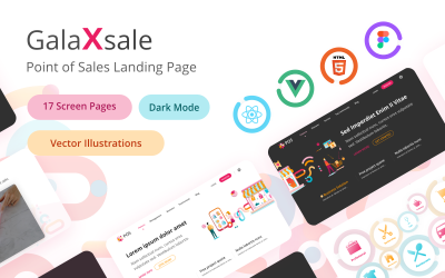 Galaxsale - 反应 Vue HTML和Figma零售和销售点登陆页面模板
