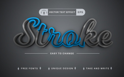 Dvojitý tah stříbrný - upravitelný textový efekt, styl písma, designová ilustrace