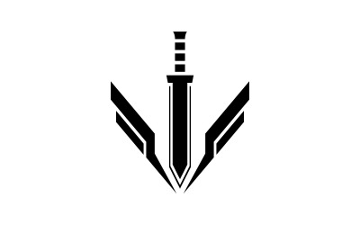 Cross-Sword-Logo-Vorlage. Vektor-Illustration. V1