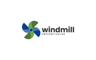 Modèle de logo simple de moulin à vent