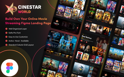 Cinestar World – Online Movie Streaming Figma Landing Template