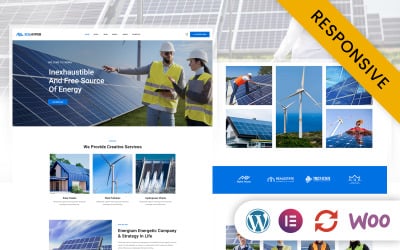太阳能电池板和可再生能源元素的WordPress主题