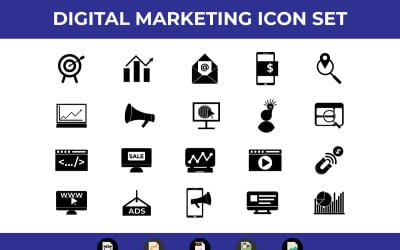 Conjunto de iconos de marketing digital Vector y SVG
