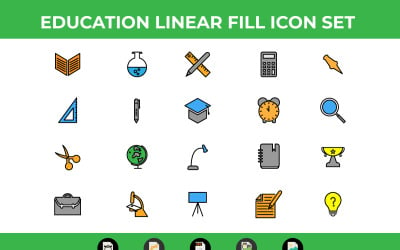 教育线性填充图标集矢量和SVG