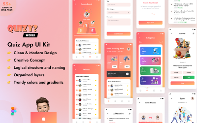 Quizy World - Mobile Quizy App Figma UI Kit