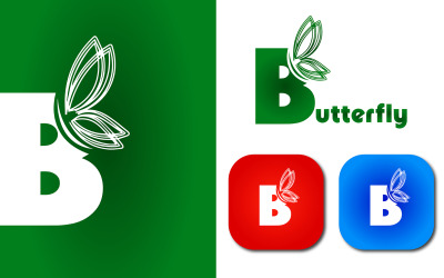 Design de logotipo de borboleta com a letra B e forma de borboleta