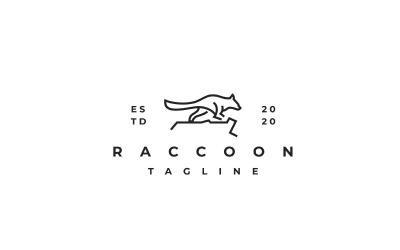 Raccoon Line Outline Logo Design Vector