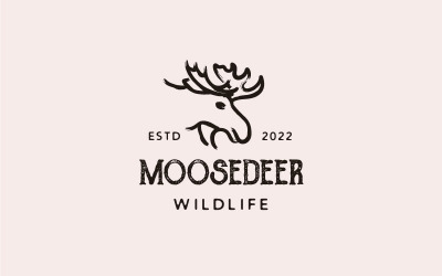 Diseño de logotipo de pincel de tinta seca de ciervo de alce