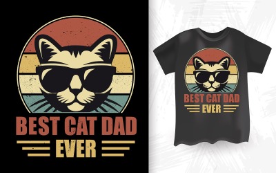 Bester Katzen-Vati überhaupt Retro Vintager Vatertags-T-Shirt Entwurf