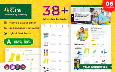 Just Clean Home, Office and Floor Cleaner PrestaShop 8最佳主题.0