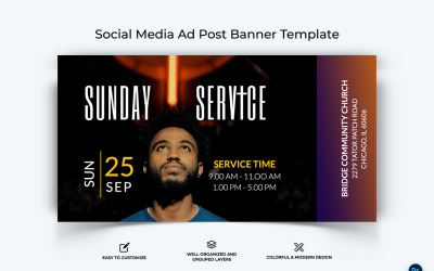 教堂Facebook广告横幅设计模板-35