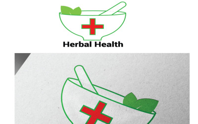 草药或健康标志设计模板