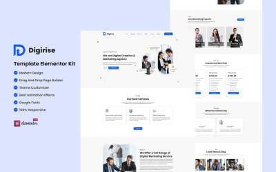 Digirise - Marknadsföringsbyrå redo att använda Elementor Template Kit
