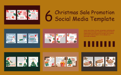 6 Noel İndirimi Sosyal Medya Şablonu