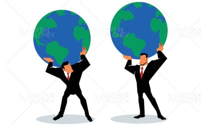 Businessman Lifting Planet Earth Vector Illustration