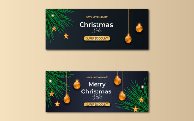 Merry christmas  banner with 圣诞装饰. 社交媒体封面风格