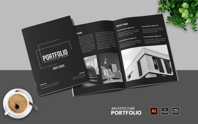 Szablon portfolio architektury wnętrz i projekt układu broszury