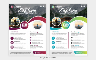 Conception de flyer d&旅游载体旅行社和旅游宣传册页面模板