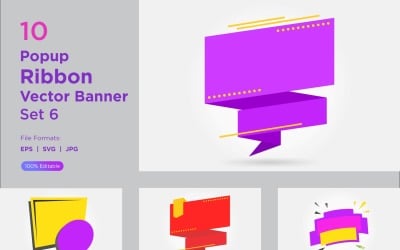 Popup Ribbon Vector Banner Set 6