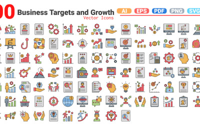 Business Targets and Growth Icons Pack | AI | EPS | SVG