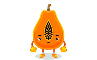 Ilustración de vector de personaje de mascota de papaya