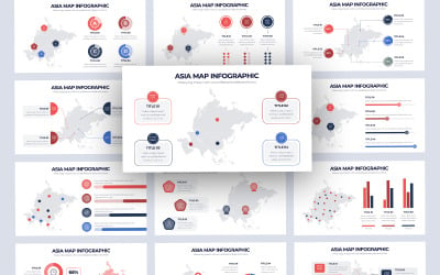 Modèle de diapositives Google d&amp;#39;infographie vectorielle de carte d&amp;#39;Asie